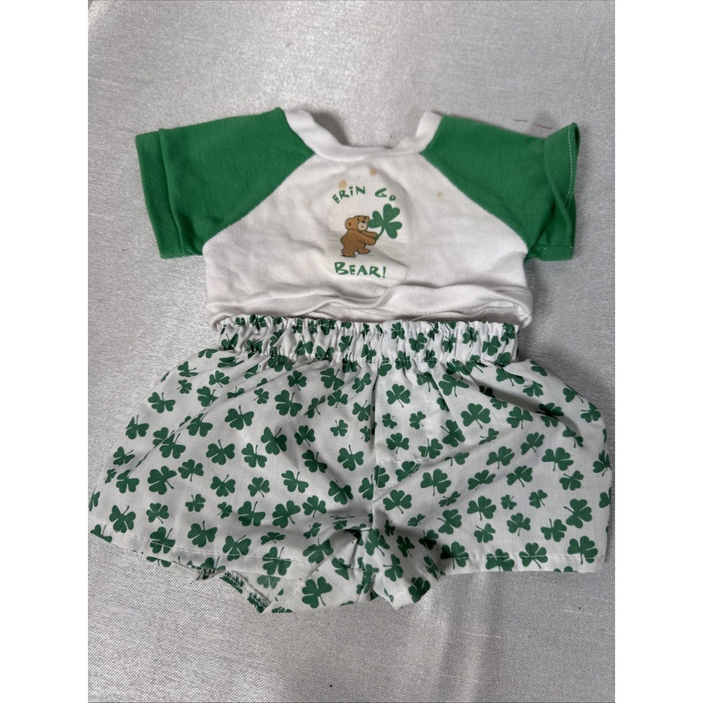 Vintage Build a Bear St Patricks Day Outfit and Shamrock Shirt‎ Shorts Set